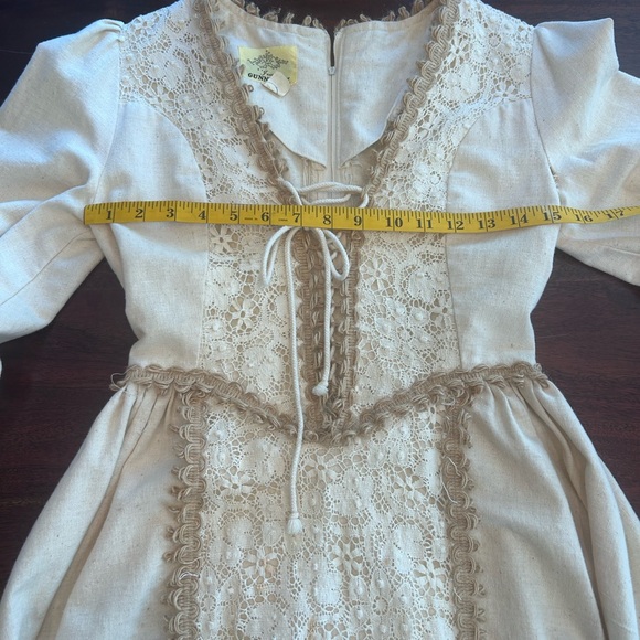Vintage 1970s Gunne Sax Black Label Prairie style dress - burlap/cotton/ flax - Picture 11 of 15